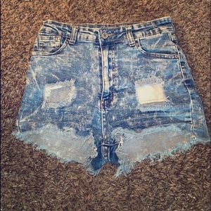 High waisted jean shorts